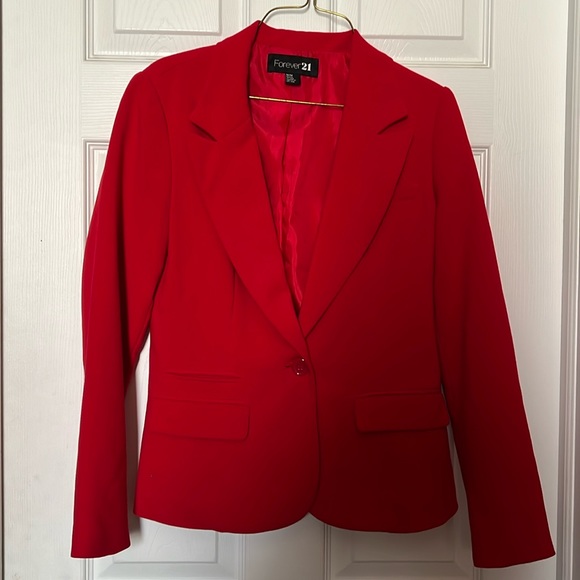 Forever 21 red power blazer girl boss size M business casual dressy - Picture 5 of 5